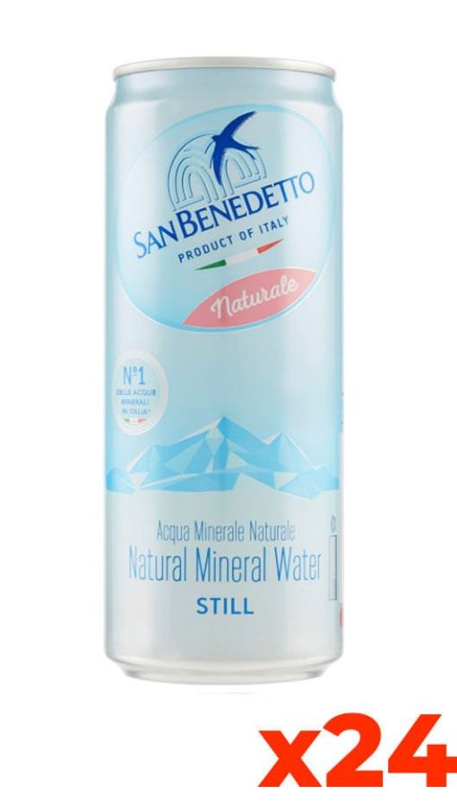 Acqua San Benedetto Naturale - Confezione 33cl x 24 Lattine Sleek