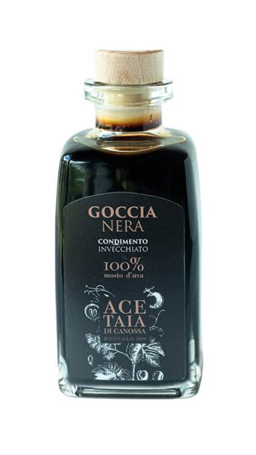 Goccia Nera Condimento balsamico di 100% mosto d'uva cotto ( Invecchiato 8 anni) da 250ml. - Acetaia Di Canossa