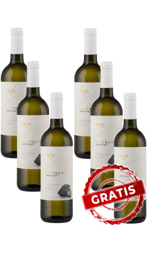 3 Bottiglie Pinot Grigio DOC Tre Venezie - Pietra Di - Piera Martellozzo + 3 OMAGGIO