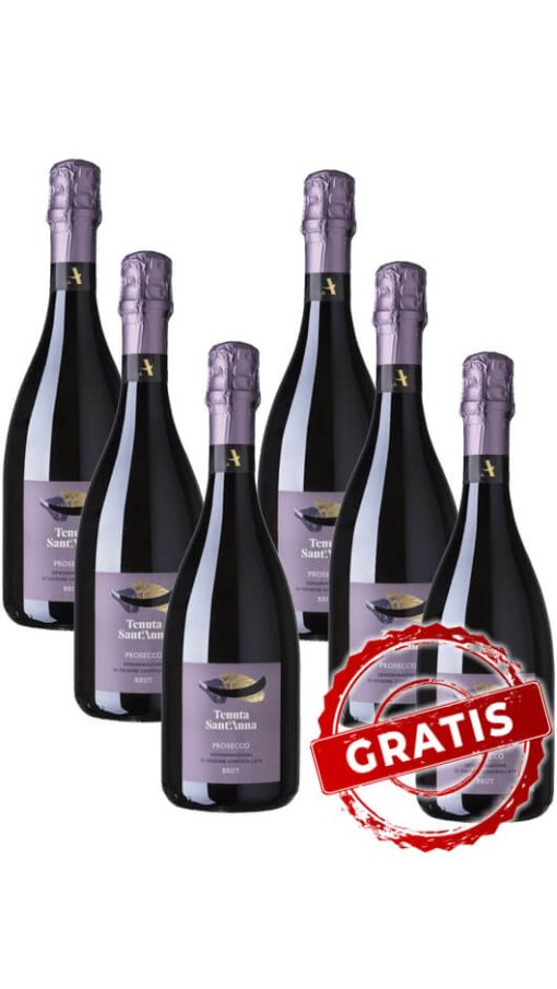 3 Bottiglie Prosecco DOC Brut - Tenuta Sant'Anna + 3 OMAGGIO