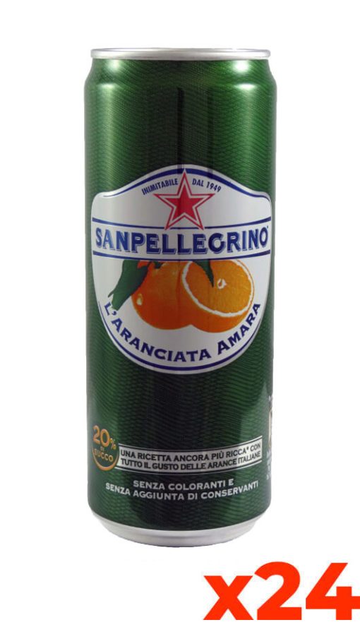 Sanpellegrino Aranciata Amara - Confezione cl. 33 x 24 Lattine Sleek