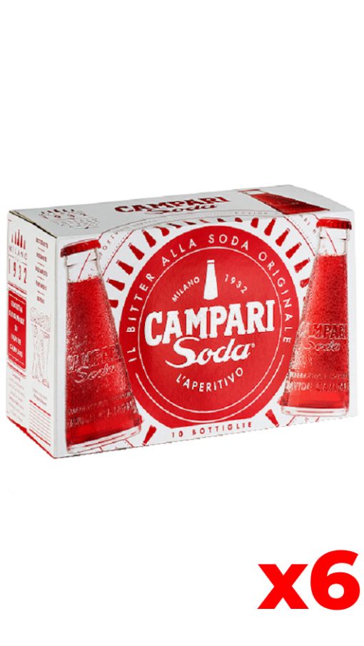 Campari Soda cl. 9,8 - Cluster da 10 Bottiglie - Confezione da 6 Cluster